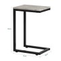 SoBuy Betttisch FBT44-HG, grauer Beistelltisch mit C-förmigem Metallgestell.