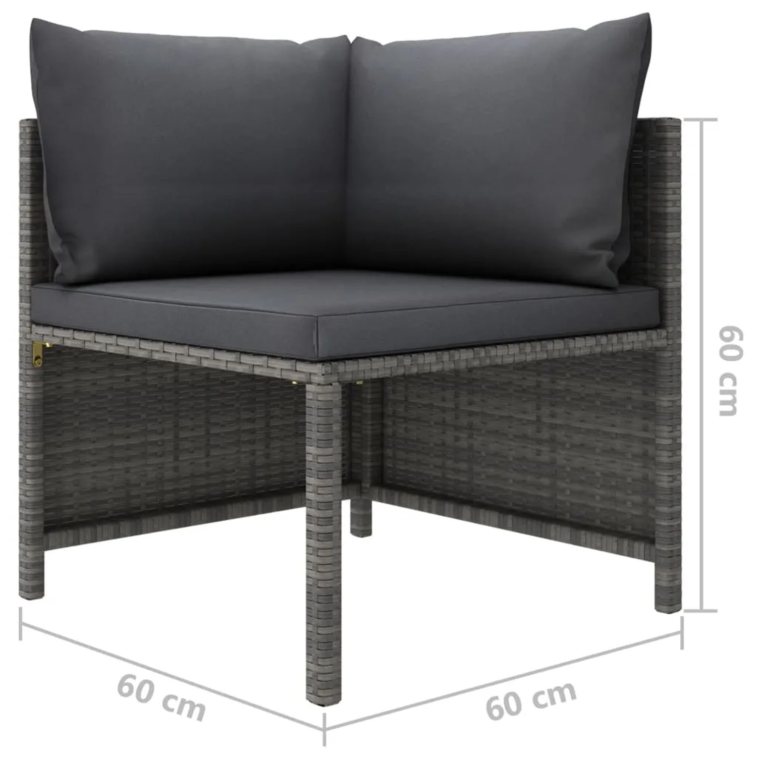 vidaXL Gartenmöbel: Graues Lounge-Eckteil mit anthrazitfarbenen Kissen aus Polyrattan.
