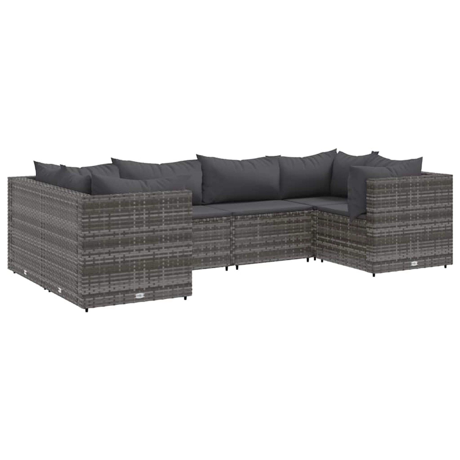 vidaXL 6-Tlg Garten-Lounge-Set mit Kissen Grau Poly Rattan 3308250 günstig online kaufen