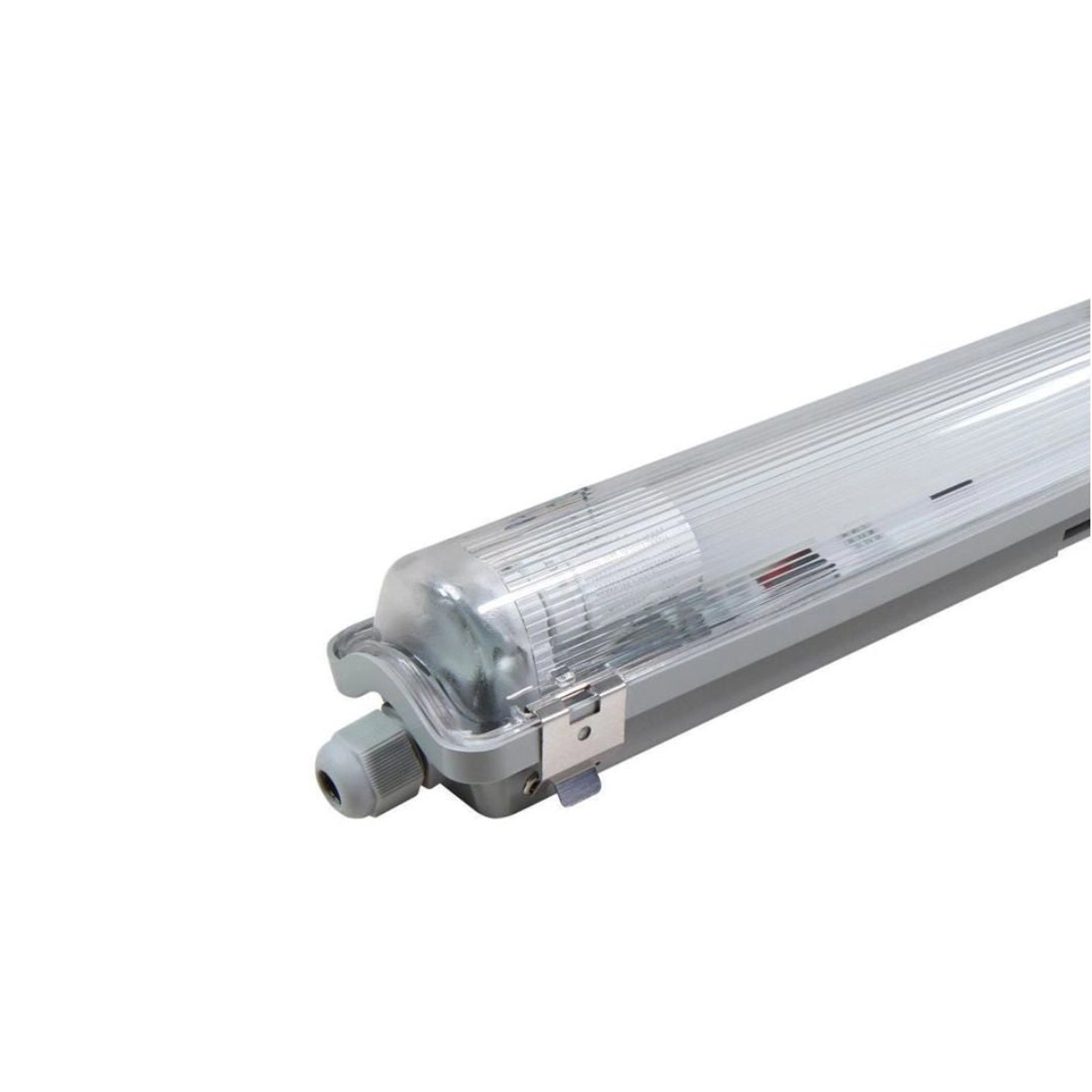 LUXULA LED Feuchtraum Wannenleuchte 1x 22W LED-Röhre T8 G13 150cm 2200Lm Neutralweiß IP65 IK08 Grau