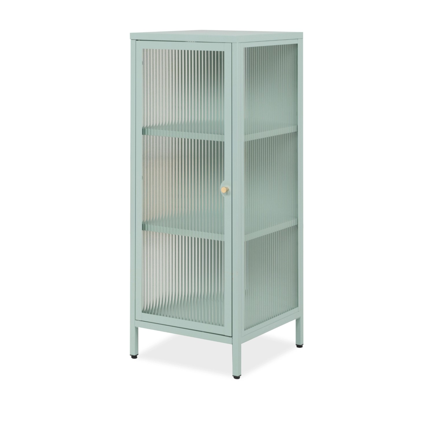 Furn.Design Vitrine Metall Mintgrün 40 x 102 cm 1-türig 3 Fächer Maram günstig online kaufen