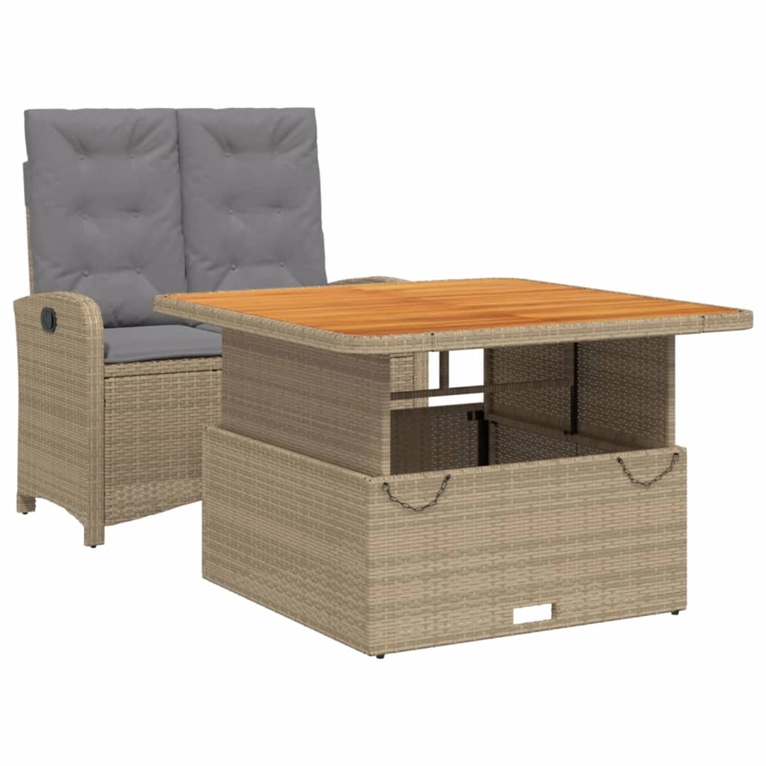 vidaXL 2-Tlg Garten-Essgruppe mit Kissen Beige Poly Rattan 3277367 günstig online kaufen