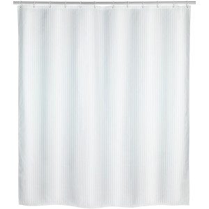 Wenko Anti-Schimmel Duschvorhang Palais, weiß, 180x200 cm, mit dezenten Ton-in-Ton Streifen.