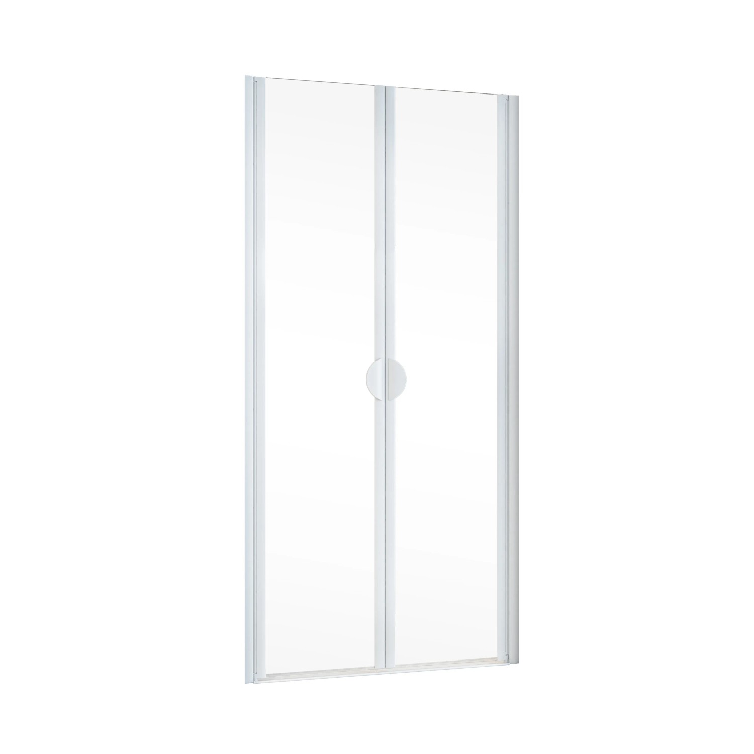 Schulte Sunny Pendeltür, 75x180 cm, Weiß, für Nische. Duschtür aus Glas mit weißen Rahmen.