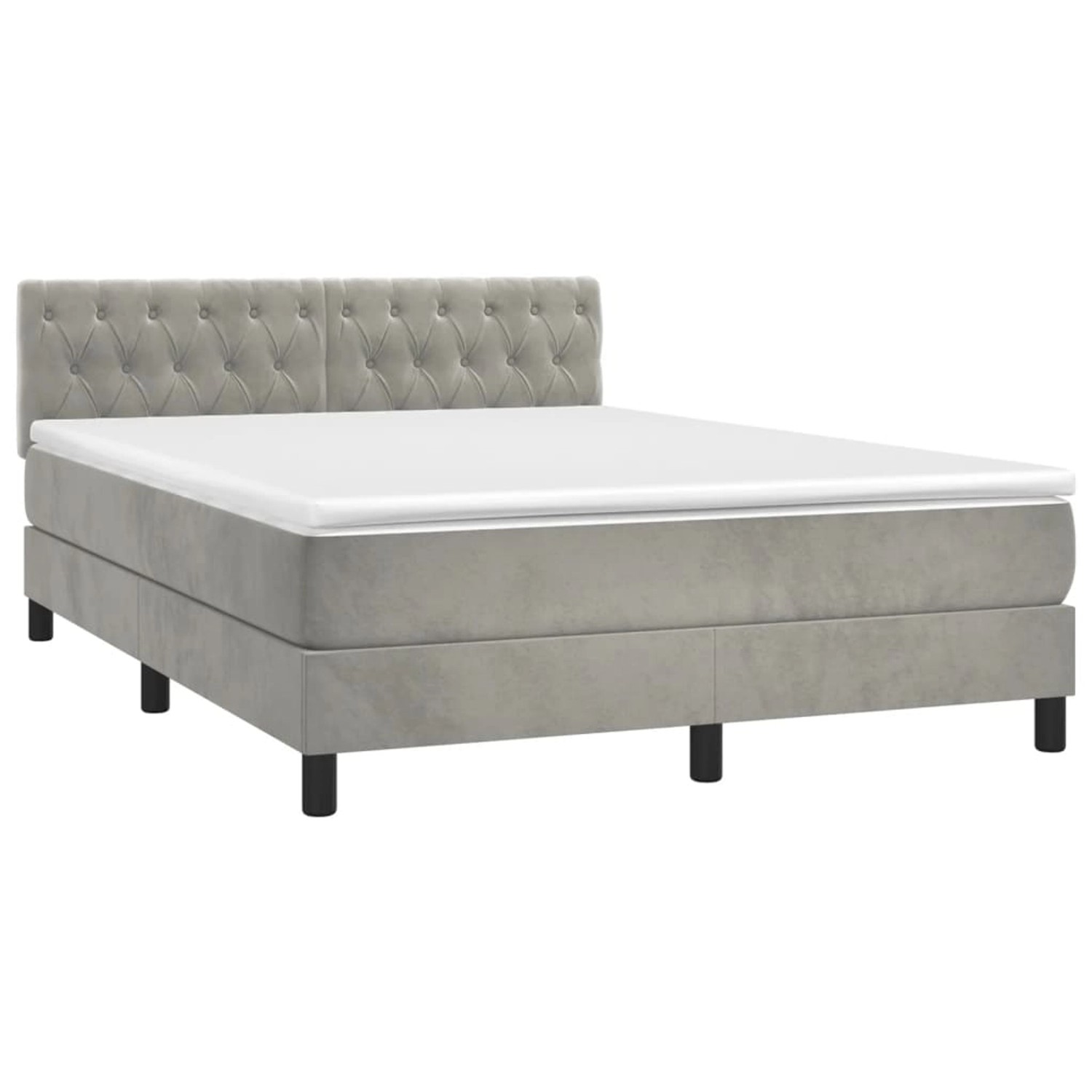 vidaXL Boxspringbett mit Matratze & LED Hellgrau 140x200 cm Samt 3134585 günstig online kaufen