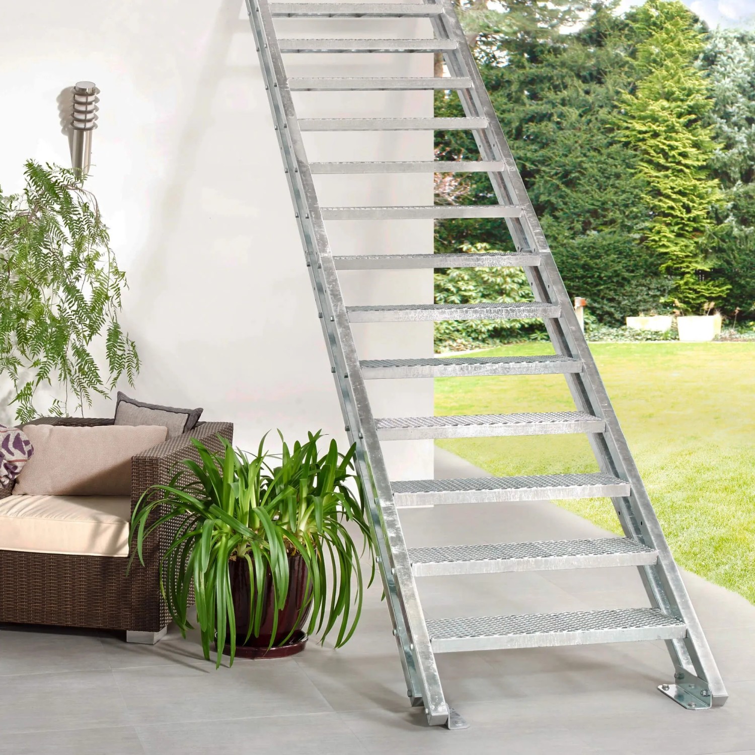 Treppen Intercon Außentreppe Hollywood Streckgitter Stufenbreite 80 cm Mit 17 Stufen Ohne Geländer