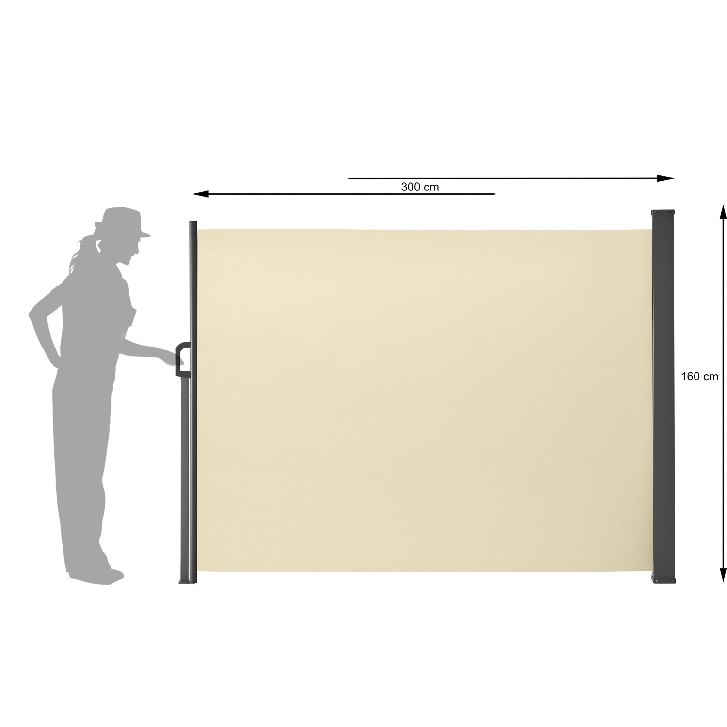 Gartenfreude Seitenmarkise ausziehbar 160 cm x 300 cm Creme kaufen bei OBI