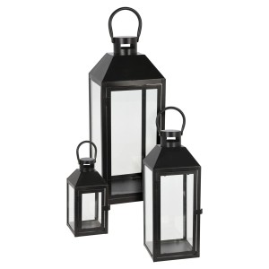 Mojawo 3er Set Gartenlaterne Windlicht Laterne Laternen Metalllaterne Set Dekoration Außen Metall Schwarz H23,39,49cm