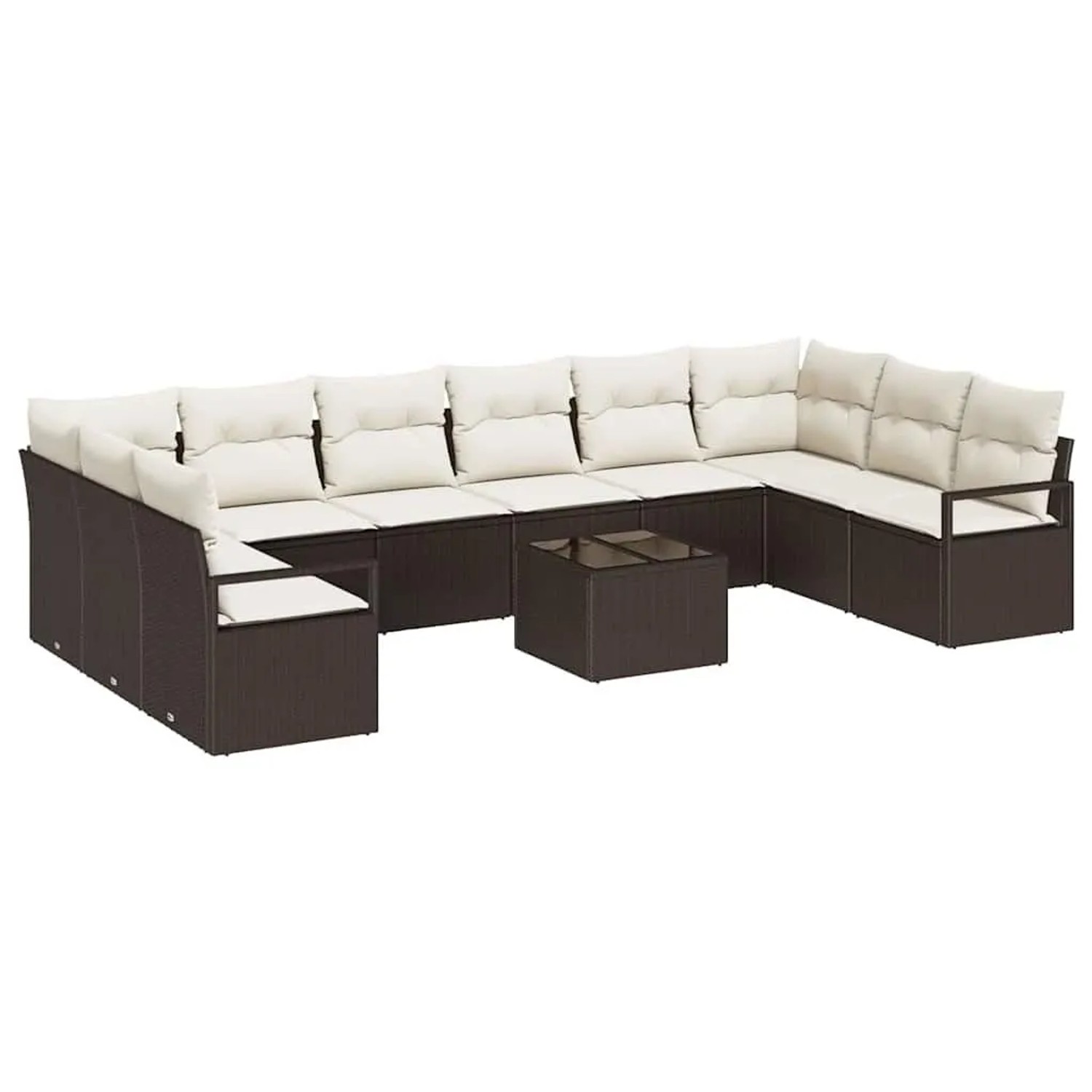 vidaXL Sofa Set mit Kissen 11-Tlg Braun und Creme Poly-Rattan 3355237 günstig online kaufen