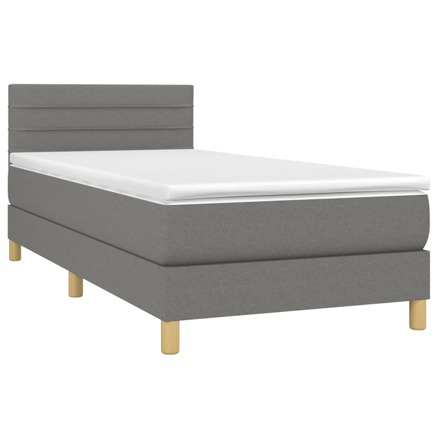vidaXL Boxspringbett mit Matratze & LED Dunkelgrau 90x190 cm Stoff 3133758 günstig online kaufen