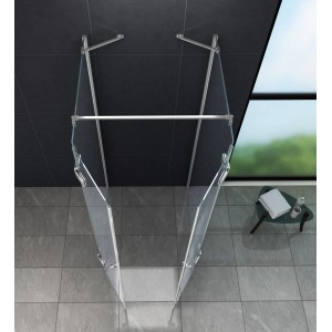 Glasdeals U Duschkabine AVILO 80x80 cm, rahmenlos mit transparentem Glas und silbernen Halterungen.