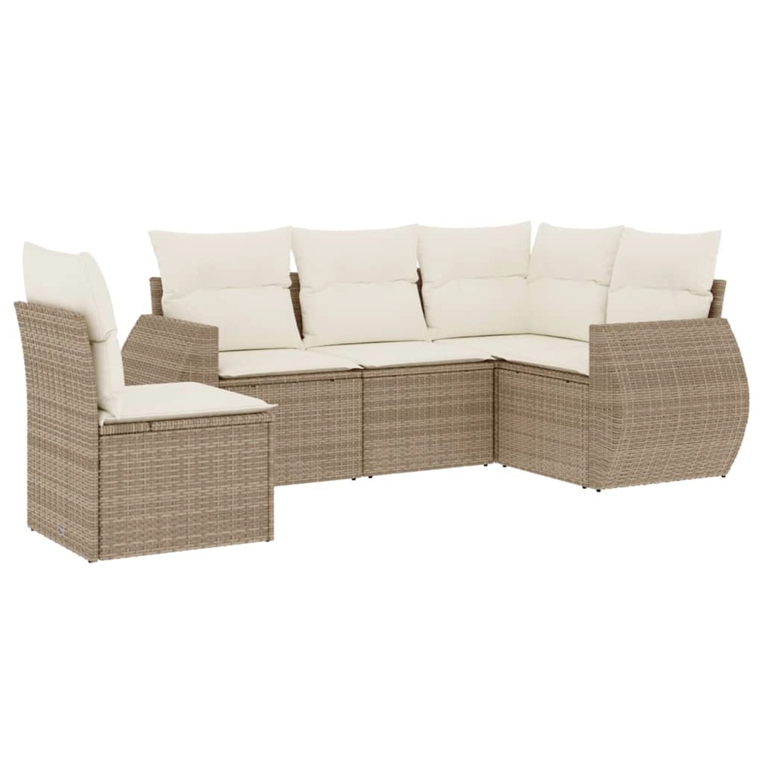 vidaXL 5-Tlg Garten-Sofagarnitur mit Kissen Beige Poly Rattan 3221367 günstig online kaufen