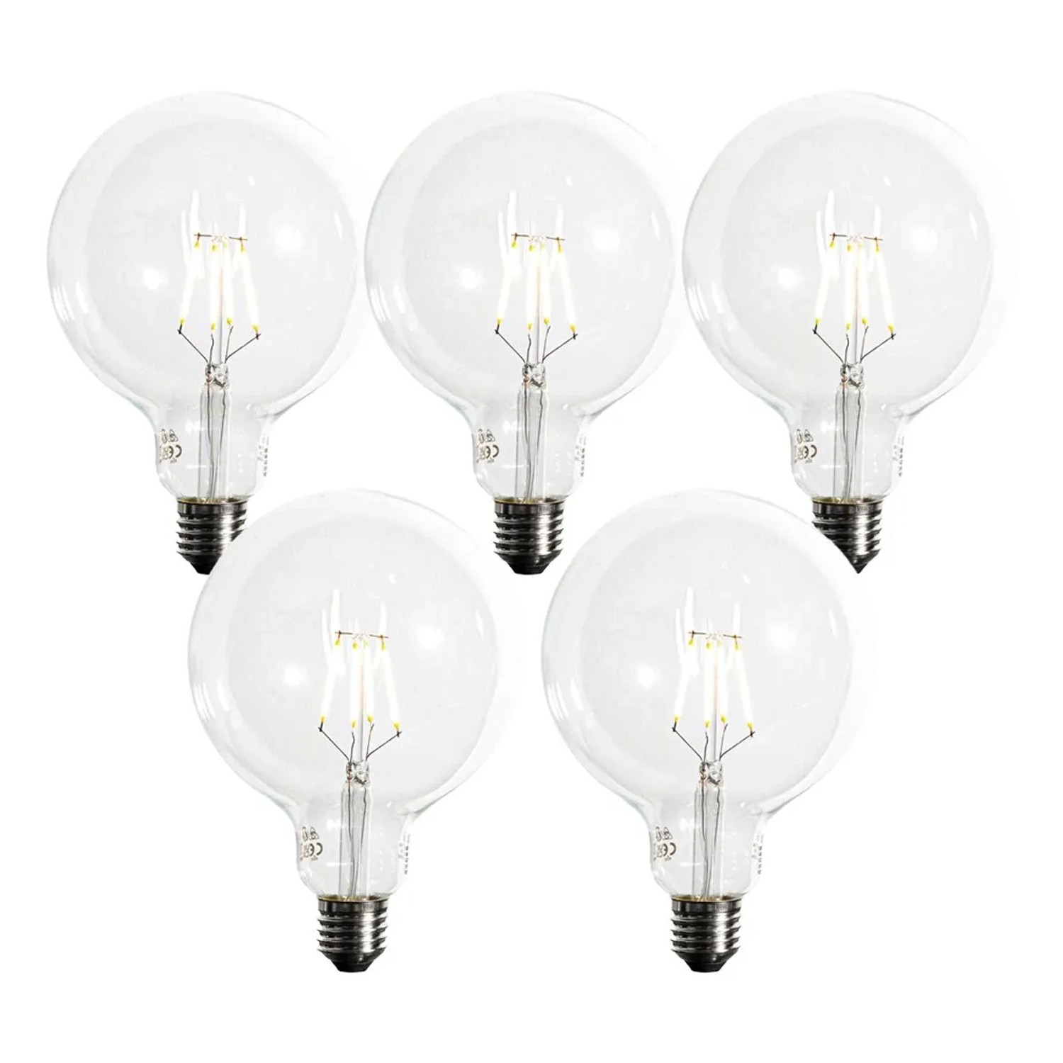LUEDD 5er Set E27 Dimmbare LED Spiralfilament G125 5W 450LM 2200K
