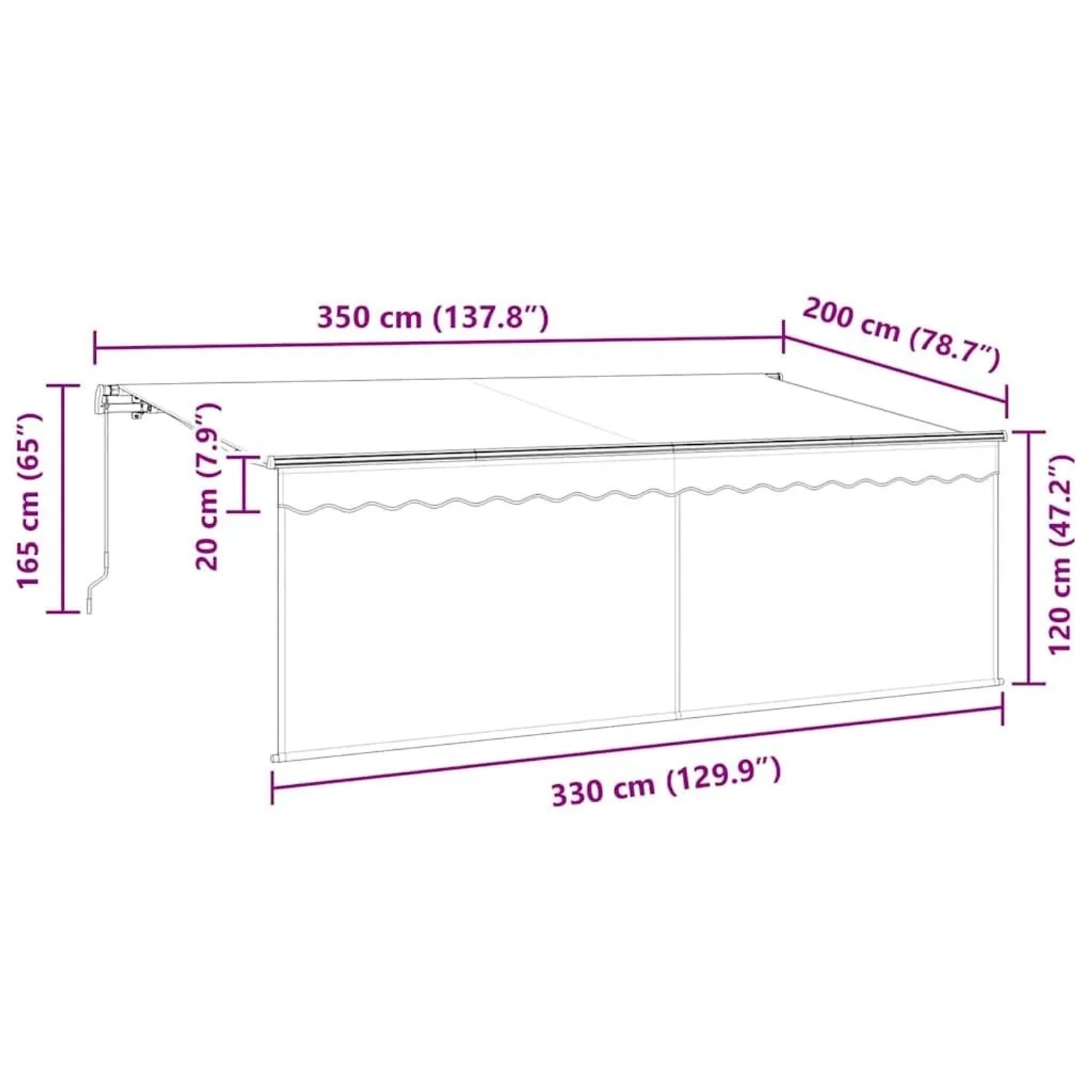 vidaXL Einziehbare Markise Anthrazit 350 x 200 cm 3329658_13