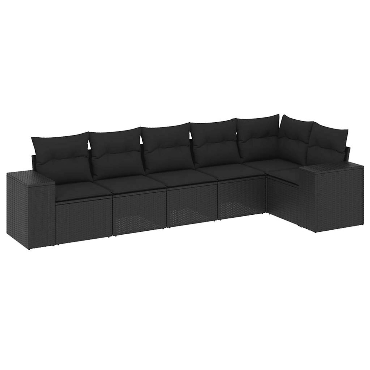 vidaXL 6-Tlg Garten-Sofagarnitur mit Kissen Schwarz Poly Rattan 3222584 günstig online kaufen