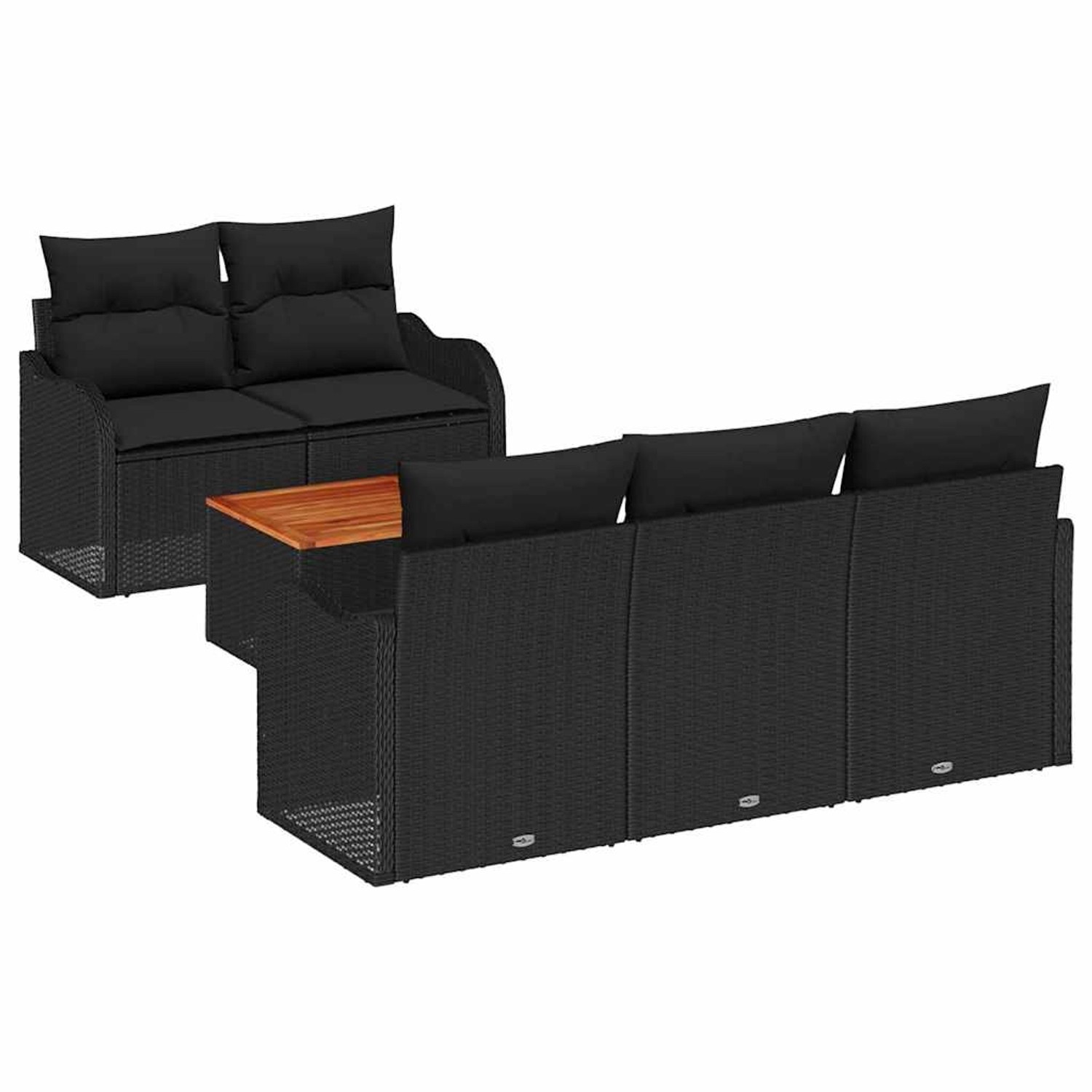 vidaXL Garten-Sofa-Set 6-Tlg Schwarz Poly Rattan 3347394 günstig online kaufen