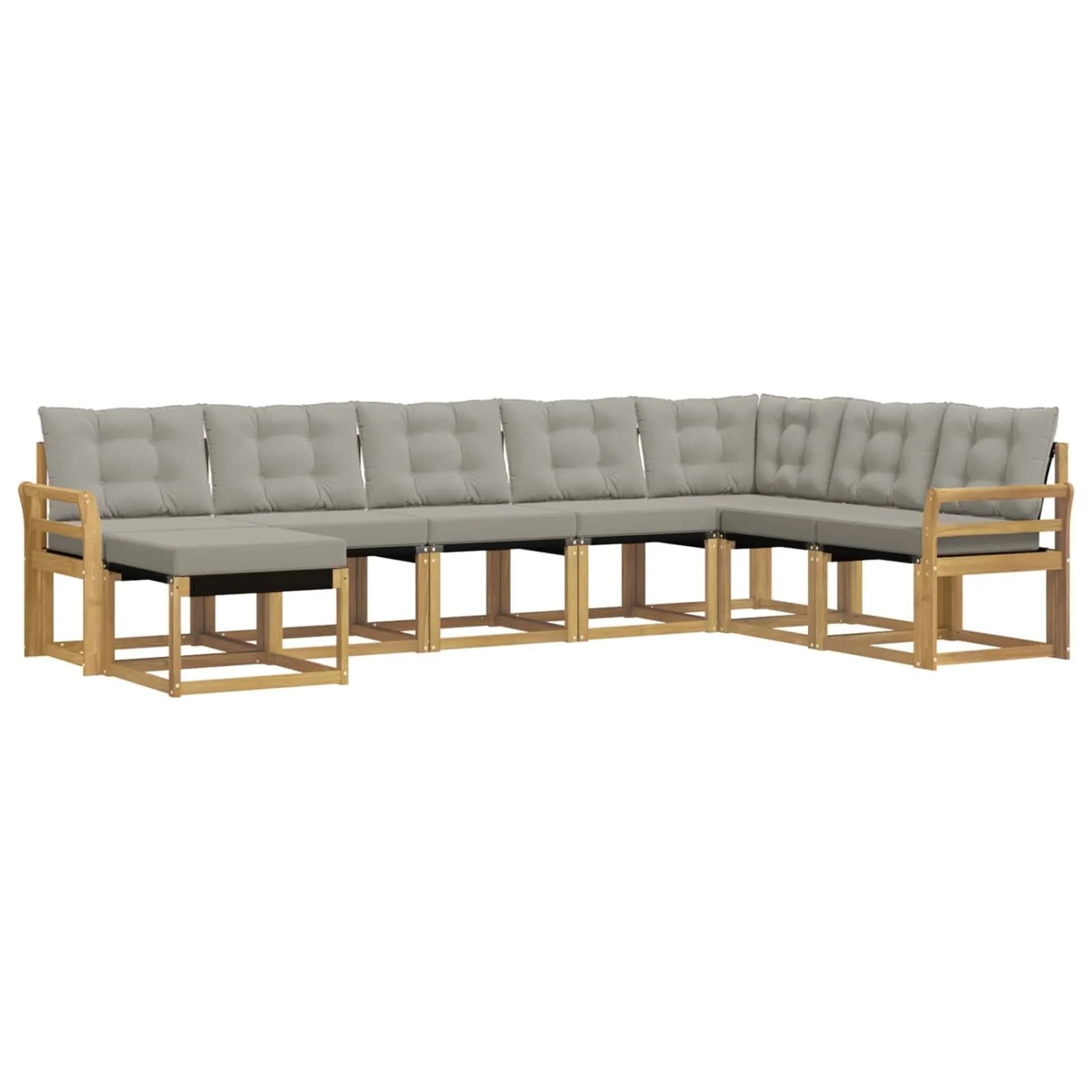 vidaXL Outdoor-Sofagarnitur mit Kissen 8-Tlg Weiß und Hellgrau 3389765