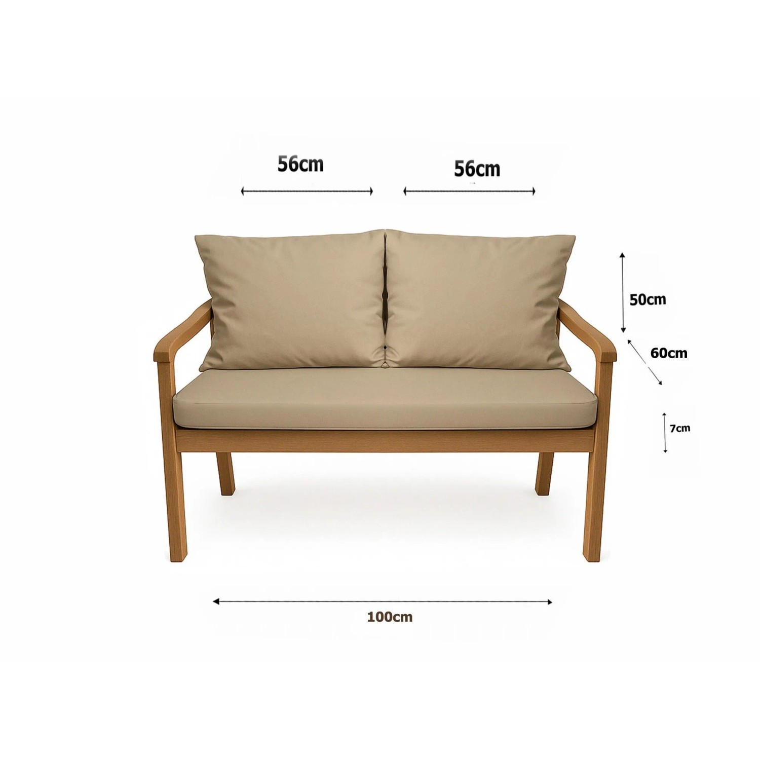 Setgarden  Mix Bench Kissen Outdoor Kissen Bankauflage 100x60+2x50x56cm Kissen Für 2-Sitzer Bänke 1tlg Beige_5