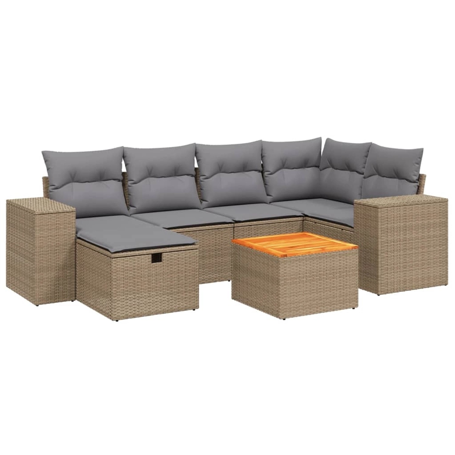 vidaXL 7-tlg Garten-Sofagarnitur mit Kissen Beige Poly Rattan Modell 191 günstig online kaufen