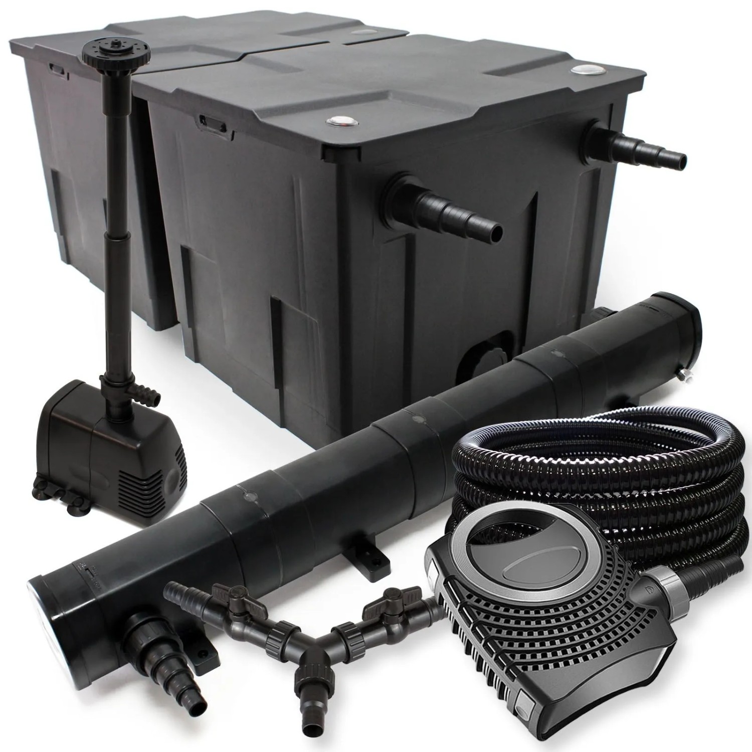 Sunsun Filter 60000L Teich 72W Klärer Neo10000 80W Pumpe Schlauch Springbrunnen