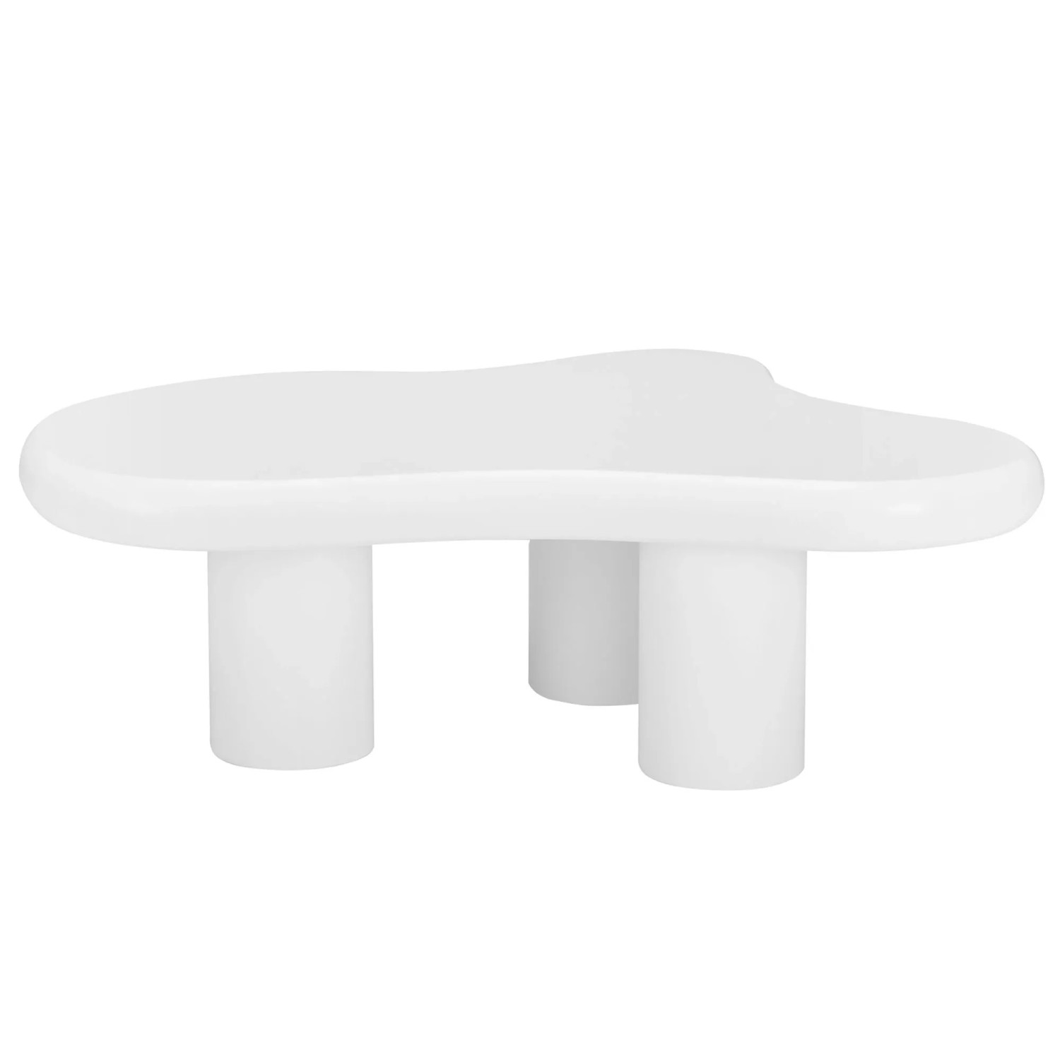 okwish Couchtisch mit Wolkenform MDF Filzunterlagen Lackiert 97x67x32cm Weiß