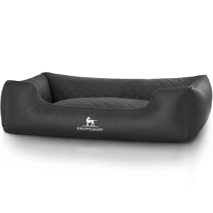 Knuffelwuff Hundebett Madison, orthopädisch, Kunstleder, XXL, 120x85cm, schwarz.
