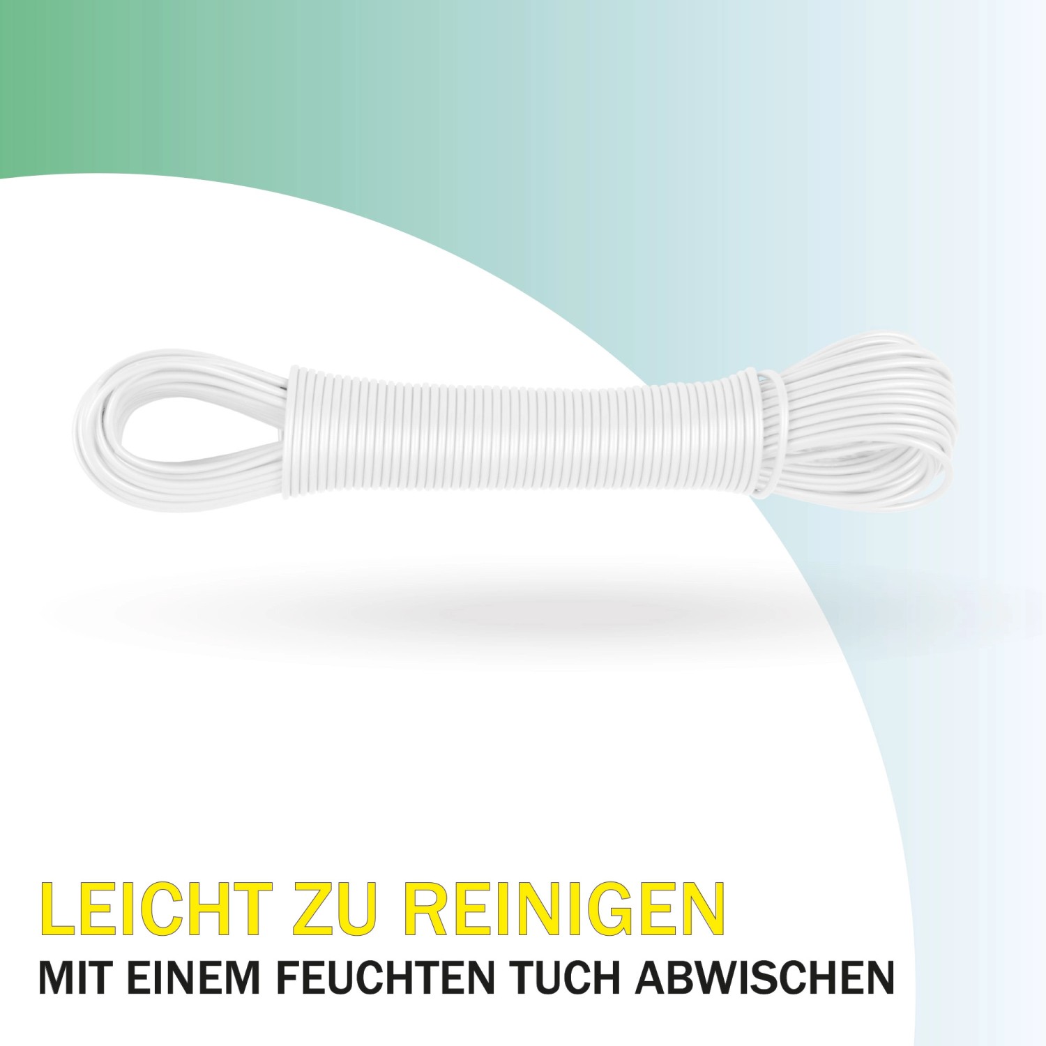 Bestlivings Wäscheleine, 20m, 4er Pack, Weiß. Reißfest und wetterbeständig.