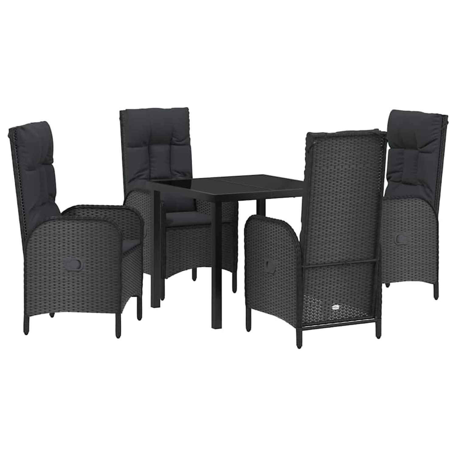 vidaXL Garten Essgruppe mit Kissen 5-Tlg Schwarz Poly Rattan 3380114 günstig online kaufen
