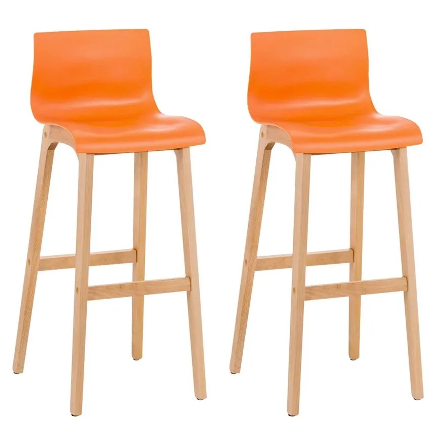 DELUKE Barhocker 2er Set DELHI Orange Holz Barstuhl Mit Lehne Tresenhocker Tresenstuhl