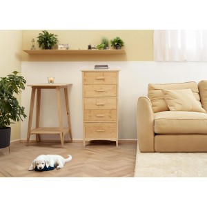 MCW Kommode M24 aus Bambus mit 5 Schubladen im Badezimmer oder Wohnzimmer.