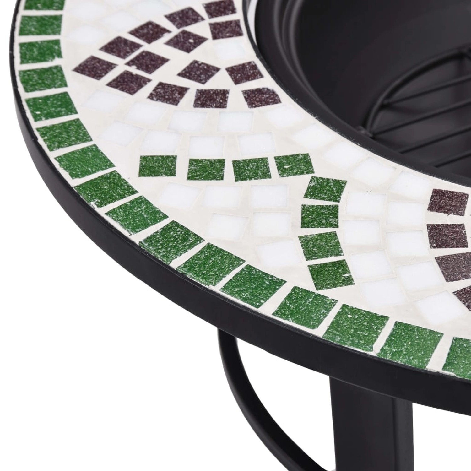 Grüne vidaXL Feuerstelle mit Mosaik-Tischplatte (68 cm) für Garten & Terrasse.