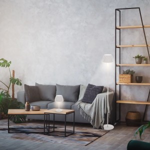 Brilo Akku-Stehleuchte Riffle Dimmbar Touch Lichtkante Weiß