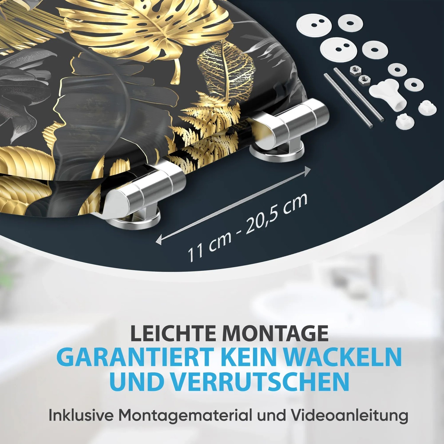 Sanilo WC-Sitz Golden Leaves mit Absenkautomatik und Montagematerial.
