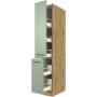 Flex-Well Apotheker-Hochschrank Cara, 30cm, Schilfgrün/Artisan Eiche, mit Auszügen und Ablagen.