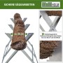 TRUTZHOLM Holzsägebock aus verzinktem Stahl mit Holzstamm. Klappbarer Sägebock für Gartenhandgeräte.