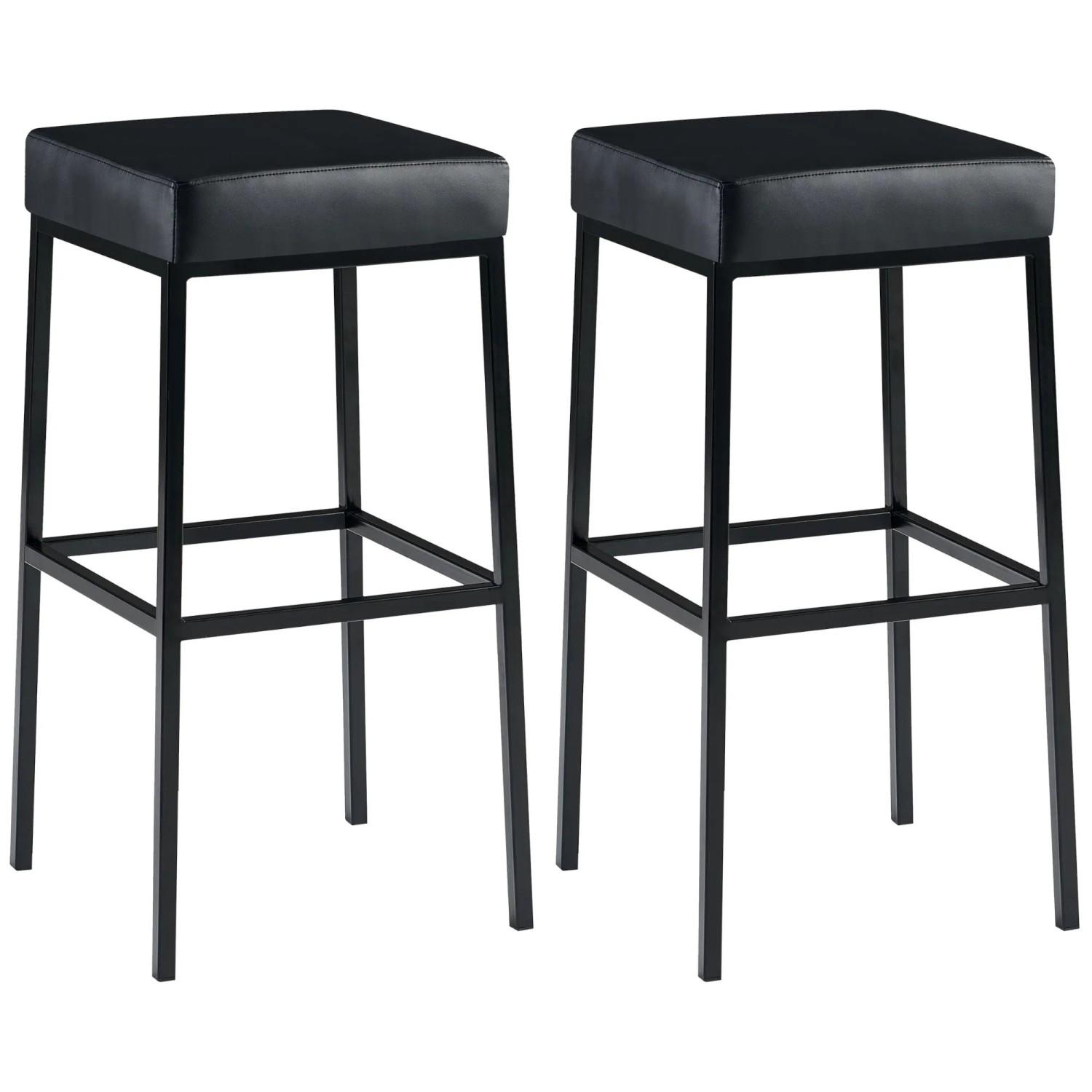 CLP 2er Set Barhocker Montreal Kunstlederbezug Schwarz/Schwarz