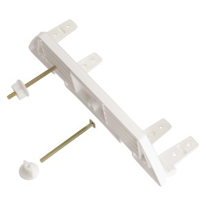 WC-Sitz Befestigungssteg in Weiß mit Schrauben für Toilettensitz-Montage.