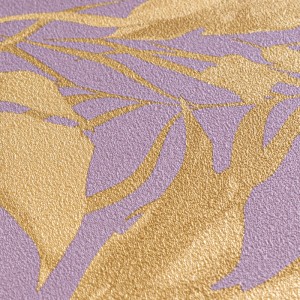 AS Creation Vliestapete mit Blättern in Lila und Gold.