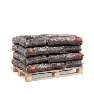 Galamio Pinien Rindenmulch Deko, 12x 60l Säcke auf Holzpalette. Grober, rostroter Mulch für Garten und Beet.