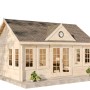 Alpholz Gartenhaus Clockhouse-XL mit Satteldach, unbehandelt, 550x420 cm. Holz-Gartenhaus mit Anbaudach.