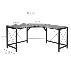 HOMCOM Computertisch L-Form Winkelschreibtisch MDF 150 x 150 x 76 cm