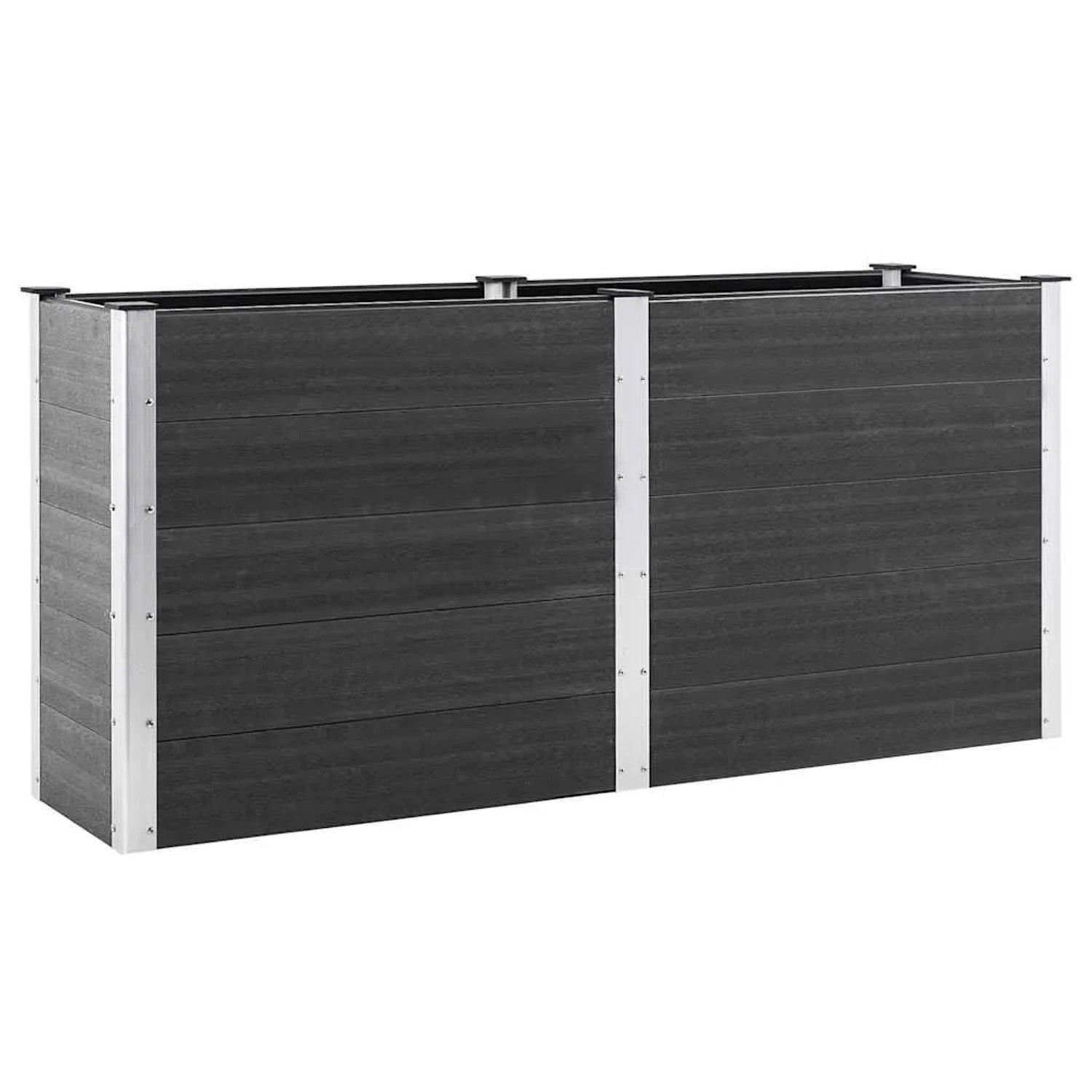Graues furnicato Garten-Hochbeet (200x50x91 cm) aus WPC, ideal für Garten und Terrasse.