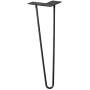 Schwarzes, mattes Wagner Hairpin Möbelbein, 400 mm lang, aus Stahl mit Anschraubplatte.