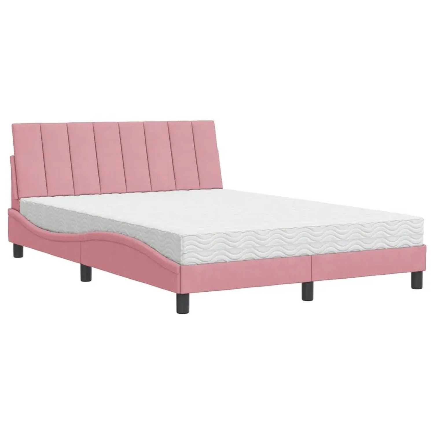 vidaXL Bett mit Matratze Rosa 120x200 cm Samt 3208591