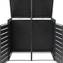 Westmann Mülltonnenbox 2-fach für 240 Liter Tonnen, Holzoptik, mit geöffneten Türen und Deckeln.