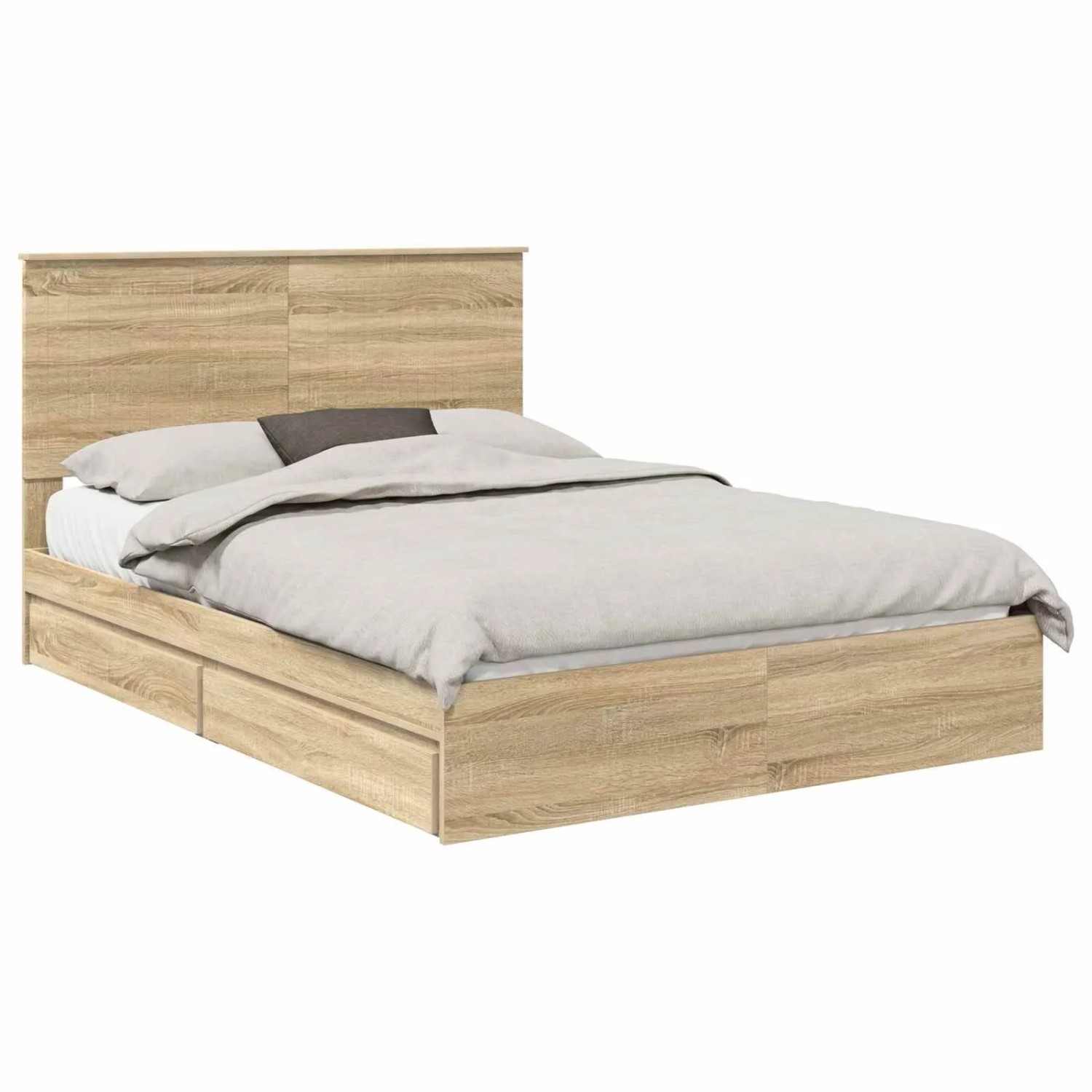 vidaXL Stauraumbett Sonoma-Eiche 140 x 190 cm Holzwerkstoff 3411210 günstig online kaufen