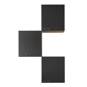 Respekta Küchenmöbel-Set 8 Merle, 3 Hängeschränke in Schwarz, 100 cm breit.