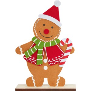 Dekorative Lebkuchenfigur Junge aus Filz und Holz, Weihnachtsdekoration.