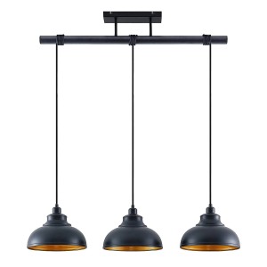 Lindby Pendelleuchte Emna 9628157 Retro Vintage Antik in Schwarz aus Metall 3-flammig E27 Wohnzimmerleuchte