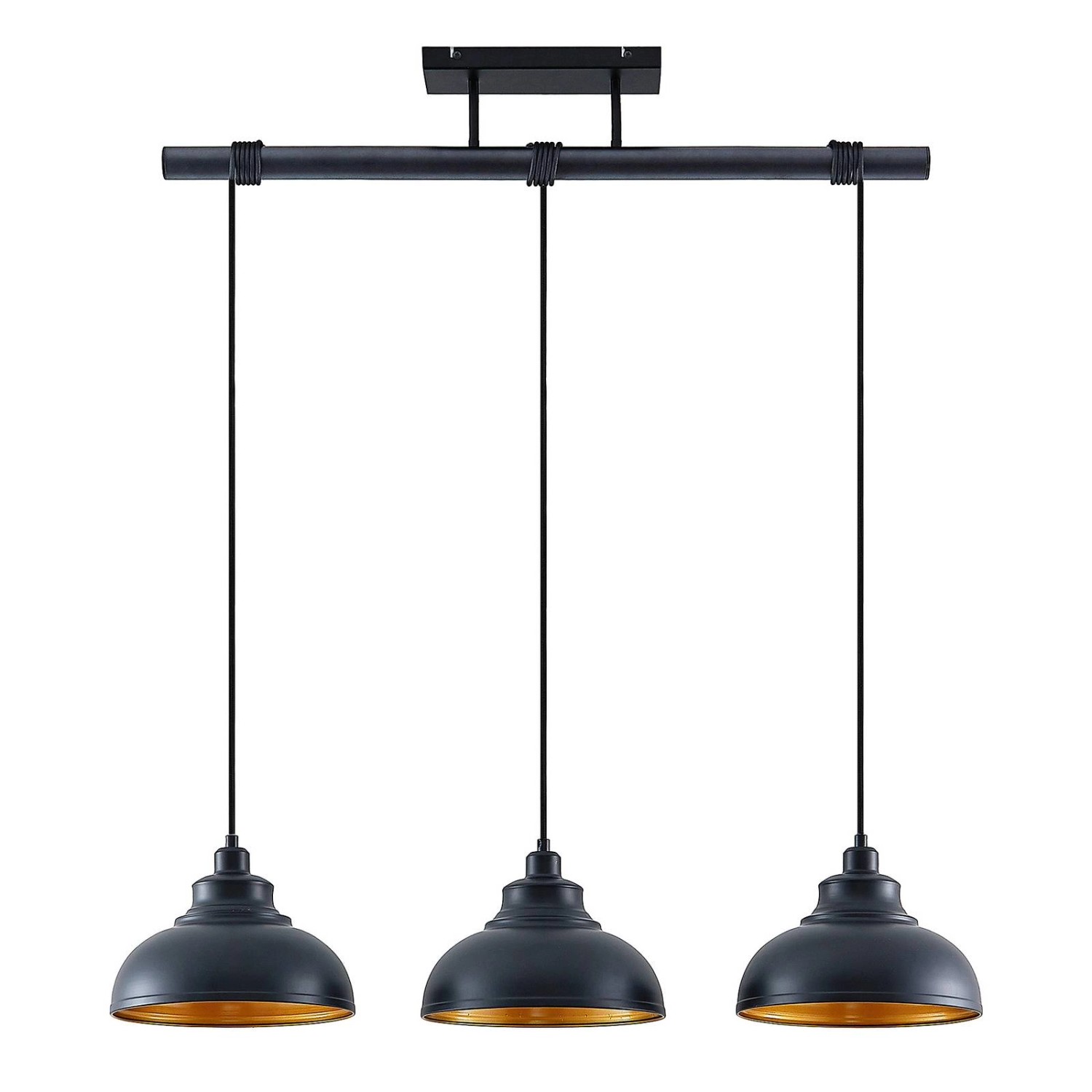 Lindby Pendelleuchte Emna 9628157 Retro Vintage Antik in Schwarz aus Metall günstig online kaufen